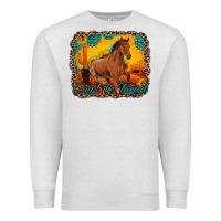 Oatmeal Heather can't be tamed horse with sunflowers turquoise gemstone western sunset Premium Sweatshirt - Artiststas