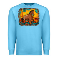 Ocean Blue can't be tamed horse with sunflowers turquoise gemstone western sunset Premium Sweatshirt - Artiststas