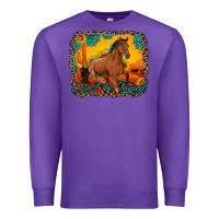 Purple can't be tamed horse with sunflowers turquoise gemstone western sunset Premium Sweatshirt - Artiststas