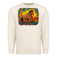 Sandshell can't be tamed horse with sunflowers turquoise gemstone western sunset Premium Sweatshirt - Artiststas