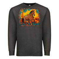 Smoke can't be tamed horse with sunflowers turquoise gemstone western sunset Premium Sweatshirt - Artiststas