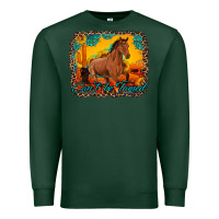 Sports Green can't be tamed horse with sunflowers turquoise gemstone western sunset Premium Sweatshirt - Artiststas