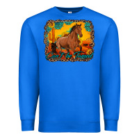 True Royal can't be tamed horse with sunflowers turquoise gemstone western sunset Premium Sweatshirt - Artiststas