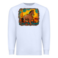 White can't be tamed horse with sunflowers turquoise gemstone western sunset Premium Sweatshirt - Artiststas