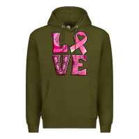 Army Green Breast Cancer love Premium Hoodie - NancyCooperArtShop