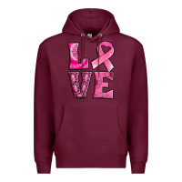 Burgundy Breast Cancer love Premium Hoodie - NancyCooperArtShop