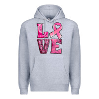Heather Grey Breast Cancer love Premium Hoodie - NancyCooperArtShop