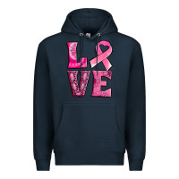 Navy Breast Cancer love Premium Hoodie - NancyCooperArtShop