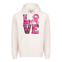 Pale Pink Breast Cancer love Premium Hoodie - NancyCooperArtShop