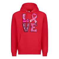 Red Breast Cancer love Premium Hoodie - NancyCooperArtShop