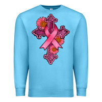 Ocean Blue breast cancer cross Premium Sweatshirt - AdoDesignShop