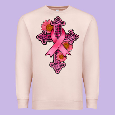Breast Cancer Cross Premium Sweatshirt Designed By Adodesignshop