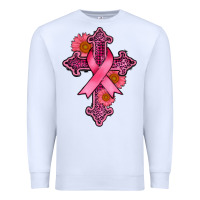 White breast cancer cross Premium Sweatshirt - AdoDesignShop