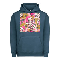 Pigment Midnight Navy christmas cake and pink mug seamless pattern bbs Urban Hoodie - BundleAndBundleShop