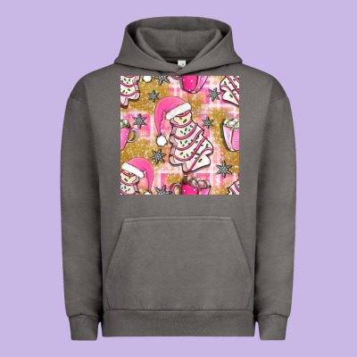 Christmas Cake And Pink Mug Seamless Pattern Bbs Urban Hoodie Designed By Bundleandbundleshop