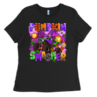 Black pumpkin smasher Ladies Tee - AdoDesignShop