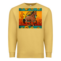 Antique Gold western sunset galloping horse sunflower Premium Sweatshirt - Artiststas