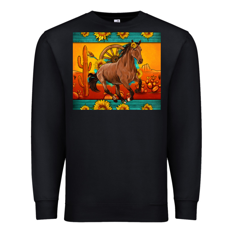 Western Sunset Galloping Horse Sunflower Premium Sweatshirt by Artiststas | Teevron