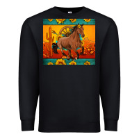 Black western sunset galloping horse sunflower Premium Sweatshirt - Artiststas