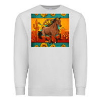 Dove Grey western sunset galloping horse sunflower Premium Sweatshirt - Artiststas