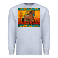 Heather Grey western sunset galloping horse sunflower Premium Sweatshirt - Artiststas