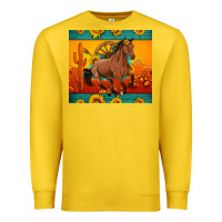 Lemon western sunset galloping horse sunflower Premium Sweatshirt - Artiststas