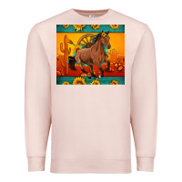 Pale Pink western sunset galloping horse sunflower Premium Sweatshirt - Artiststas