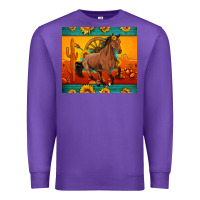 Purple western sunset galloping horse sunflower Premium Sweatshirt - Artiststas