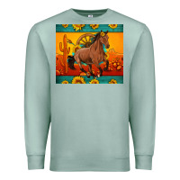 Seafoam western sunset galloping horse sunflower Premium Sweatshirt - Artiststas