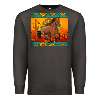 Smoke western sunset galloping horse sunflower Premium Sweatshirt - Artiststas