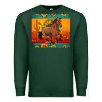 Sports Green western sunset galloping horse sunflower Premium Sweatshirt - Artiststas