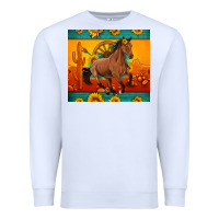 White western sunset galloping horse sunflower Premium Sweatshirt - Artiststas