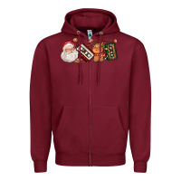 Burgundy coffee cup santa cassette cookie Zipper Hoodie - FaDigitalArtStudio