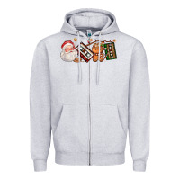 Heather Grey coffee cup santa cassette cookie Zipper Hoodie - FaDigitalArtStudio