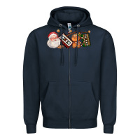Navy coffee cup santa cassette cookie Zipper Hoodie - FaDigitalArtStudio