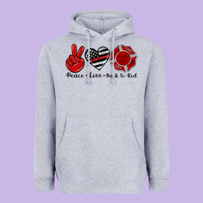 Peace Love Back To Red Heavyweight Hoodie Designed By Artiststas