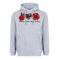 Heather Grey peace love back to red Heavyweight Hoodie - Artiststas