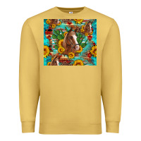 Antique Gold sunflowers and cactus horses turquoise aztec leopard background Premium Sweatshirt - Artiststas