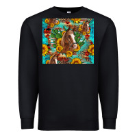 Black sunflowers and cactus horses turquoise aztec leopard background Premium Sweatshirt - Artiststas