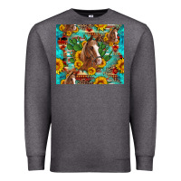 Charcoal Heather sunflowers and cactus horses turquoise aztec leopard background Premium Sweatshirt - Artiststas