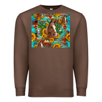 Chestnut sunflowers and cactus horses turquoise aztec leopard background Premium Sweatshirt - Artiststas