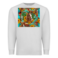 Dove Grey sunflowers and cactus horses turquoise aztec leopard background Premium Sweatshirt - Artiststas