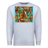 Heather Grey sunflowers and cactus horses turquoise aztec leopard background Premium Sweatshirt - Artiststas