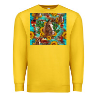 Lemon sunflowers and cactus horses turquoise aztec leopard background Premium Sweatshirt - Artiststas