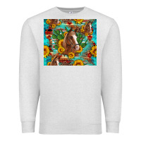 Oatmeal Heather sunflowers and cactus horses turquoise aztec leopard background Premium Sweatshirt - Artiststas