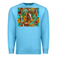 Ocean Blue sunflowers and cactus horses turquoise aztec leopard background Premium Sweatshirt - Artiststas