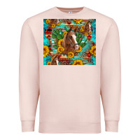 Pale Pink sunflowers and cactus horses turquoise aztec leopard background Premium Sweatshirt - Artiststas