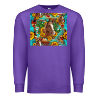 Purple sunflowers and cactus horses turquoise aztec leopard background Premium Sweatshirt - Artiststas