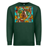 Sports Green sunflowers and cactus horses turquoise aztec leopard background Premium Sweatshirt - Artiststas