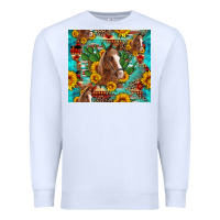 White sunflowers and cactus horses turquoise aztec leopard background Premium Sweatshirt - Artiststas